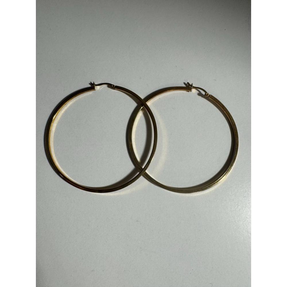 14K Gold sterling silver large thin hoop earrings. Macy’s Bridge Jewelry Hoops - Picture 5 of 10